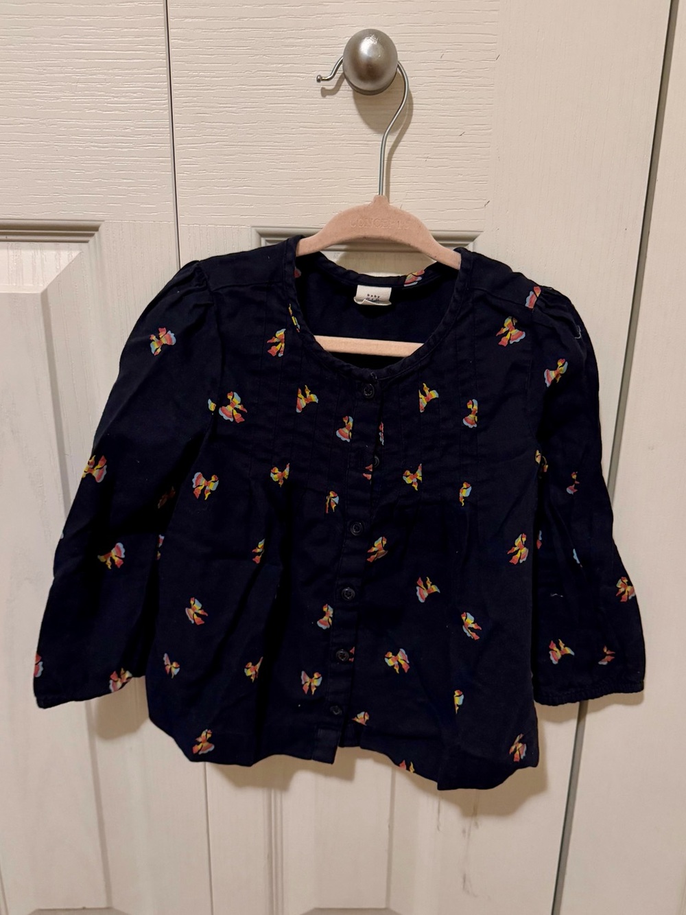 GAP Navy Long-Sleeve Butterfly Button-Front Top